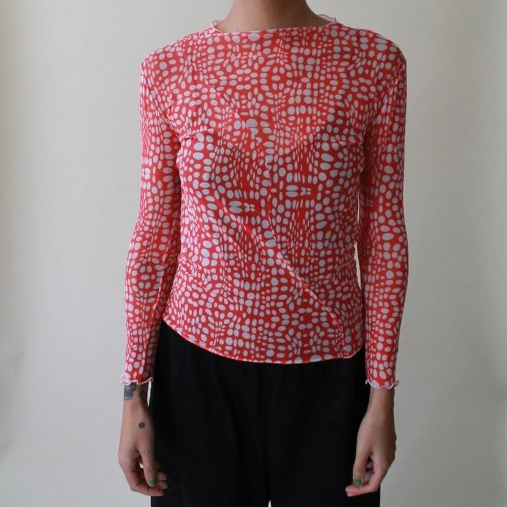 ISO "ninstudio" SWIRL TOP - COSMIC RED *ANY SIZE*